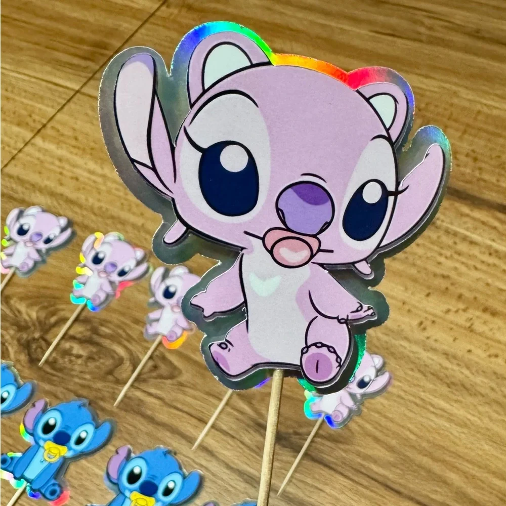 Stitch and angel babies Cupcake Toppers